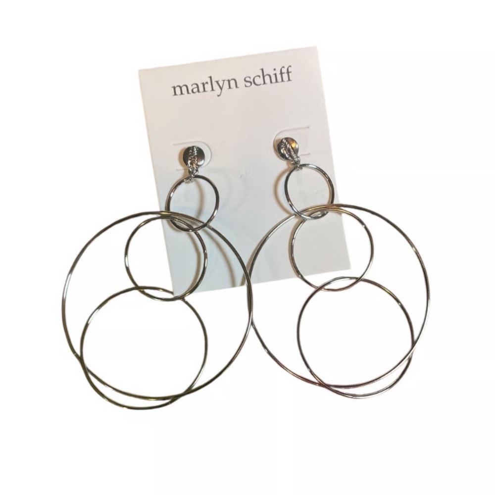 MARLYN SCHIFF Silver Tone Multi-Hoop Earrings